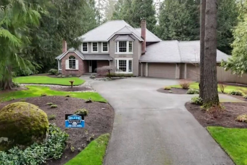 Aerial footage of roof replacement