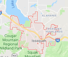 map of issaquah roofing service area